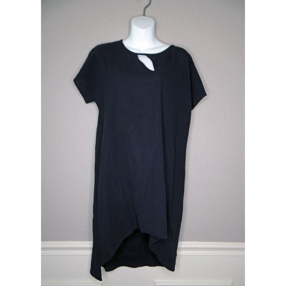 Soft Surroundings Black Dress Short Sleeves High Low Size M NWT